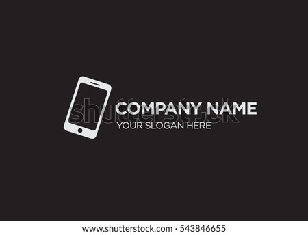 Template of elegant business logo for technology services company with gray cell phone vector on black background