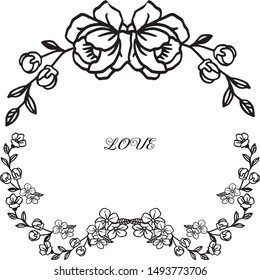 Template for elegant card love romantic, with beauty of leaf floral frame. Vector