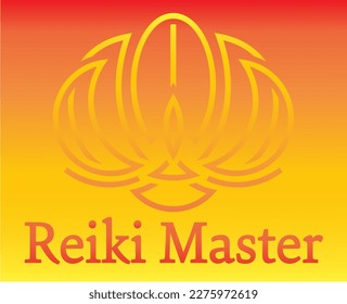 Template, element for logo design with lotus on the theme of spirituality. Reiki Ryoho tradition.