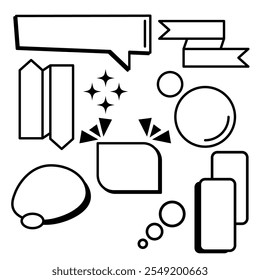 template element set shape lines black retro