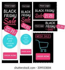 template elements for creating web banners Black Friday sales, high banners and long