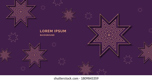 Template to embed greetings. Background for Christmas. Vector illustration in flat simple style with gold lines.