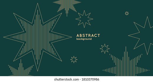 Template to embed greetings. Background for Christmas. Vector illustration in flat simple style with gold lines.