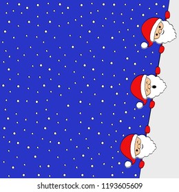 Template of empty Christmas card with hand drawn Santa Claus. Vector.