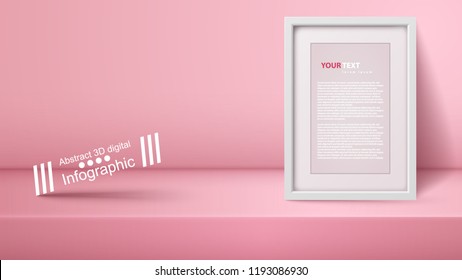 Template empty pink studio, photostudio, room Vector eps 10