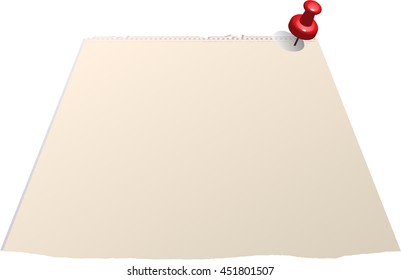 template with an empty sheet of paper which is held from a pin in 3D 
