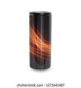 Template for Energy drink package design, Aluminum can of Black color, 3d, Vector EPS 10 illustration