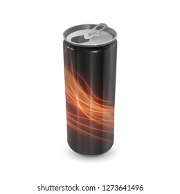 Template for Energy drink package design, Aluminum can of Black color, 3d, Vector EPS 10 illustration