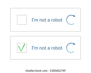 Template for entering captcha I'm not a robot. Web site protection and internet safety. Vector Illustration