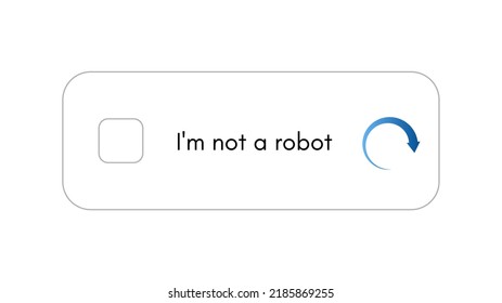 Template for entering captcha I'm not a robot. Web site protection and internet safety. Vector Illustration