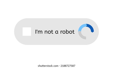 Template for entering captcha I'm not a robot. Web site protection and internet safety. Vector Illustration