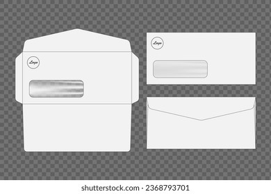 Template of the envelope die-cutting layout. Vector illustration.