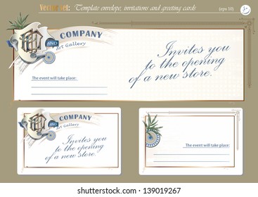 Template envelope, invitations and greeting cards 
