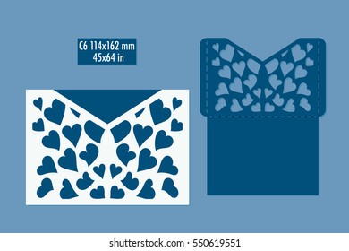 Template - envelope for laser cut. DIY laser cutting envelope. Wedding invitation envelope for cutting machine or laser cutting. Suitable for greeting cards, invitations, menus.