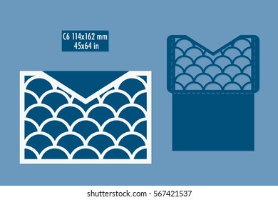 Template - envelope for laser cut. DIY laser cutting envelope. Wedding invitation envelope for cutting machine or laser cutting. Suitable for greeting cards, invitations, menus etc..