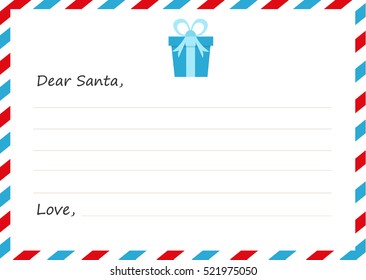 Template envelope New year's letter to Santa Claus. Vector illustration. Icon gift. Flat design.