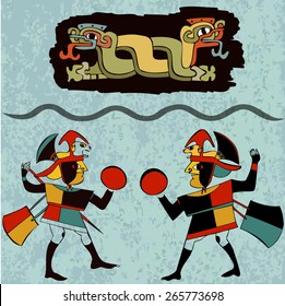 Template ethnic design for card. Background in ethnic style of the Aztecs, Mayas, Incas. Designed in the national colors.