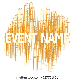 Template for an event announcements with a background of of geometric structures.