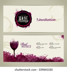 Template for event or party. Suitable for tasting events,  wine presentation, invitation or wine list. Artistic design background with stains. Vector