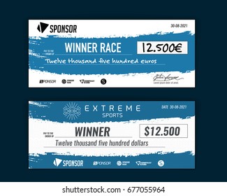 Template for event-winning check. Grunge design. Vector