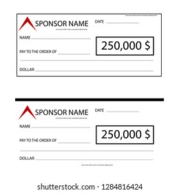 Template for event-winning check isolated on background. Vector