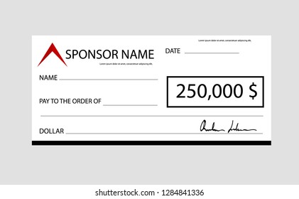 Template for event-winning check isolated on background. Vector