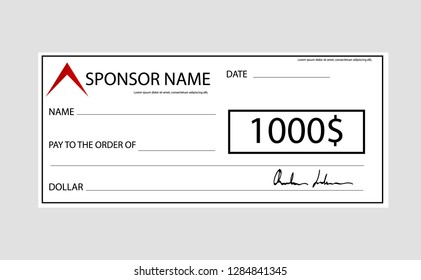 Template for event-winning check isolated on background. Vector