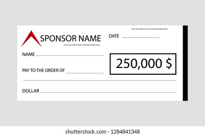 Template for event-winning check isolated on background. Vector