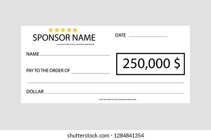 Template for event-winning check isolated on background. Vector