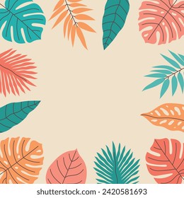 Template with exotic leaves, square shape