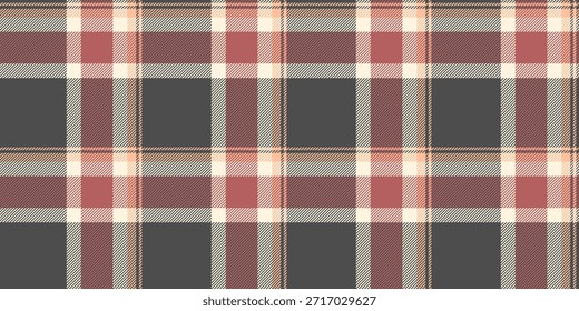 Fondo de tartán de tela de Plantilla, tela escocesa de textura de patrón propio. Delicado Vector a cuadros textil sin costuras en la paleta de colores gris y rojo.