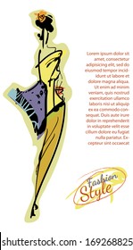 A template with a fashion model