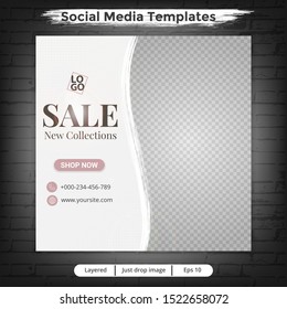 Template fashion sale for social media ads, design with layered