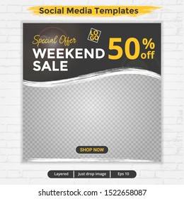 Template fashion sale for social media ads, design with layered