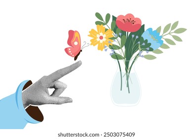 Template for fashionable halftone collage. International women's day banner, mothers day, march 8,birthday. Vector illustration.