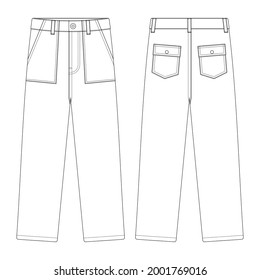 Pantalones de fatiga de plantilla ilustración vectorial de diseño plano ropa de esquema