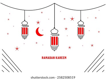 template featuring an icon of a crescent moon, a star, and a lantern, symbolizing the spirit of Ramadan. 