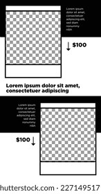 Template feed simple Flat modern Black and white Social media Potrait