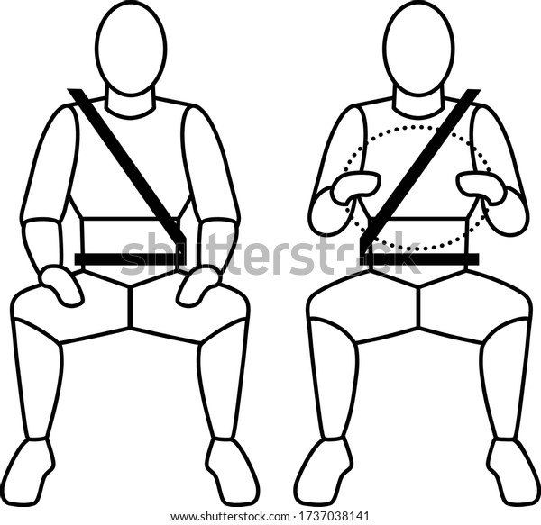 Template figure man\
sitting in a car driver and passenger. Crash test. Sign. View in\
front. Vector\
illustration