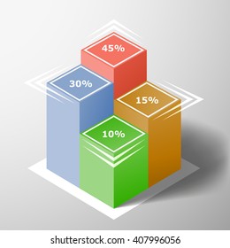 Template Financial chart with statistical indexes. Isometric infographics. Stock vector illustration.