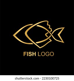 Template fish abstract outline desain logo