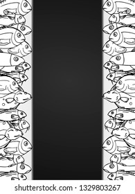 Template for fish menu from fish. It can be used for the menu of restaurants and cafes. black contour on white background.
