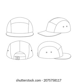 Template five panel hat vector illustration flat sketch design outline