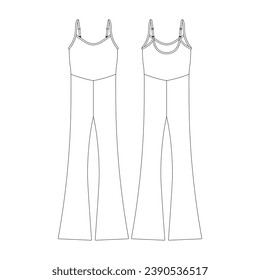 template flare jumpsuit vector illustration flat design outline clothing collection