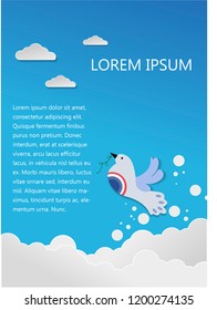Template with flat design birds 