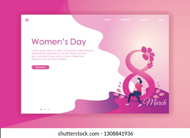Template Flat design Women international day landing page