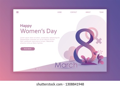 Template Flat design Women international day landing page