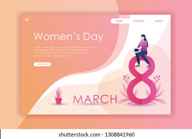 Template Flat design Women international day landing page