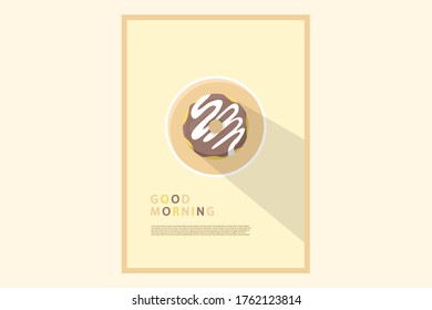 desayuno de diseño minimalista de estilo plano con donuts