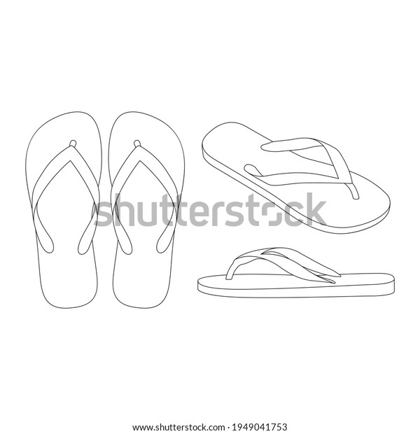 Template Flip Flops Sandals Vector Illustration Stock Vector (Royalty ...